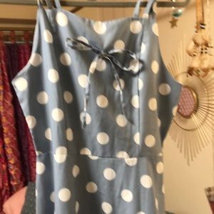 NWOT Amazon Blue and white polkadot to the knee dress